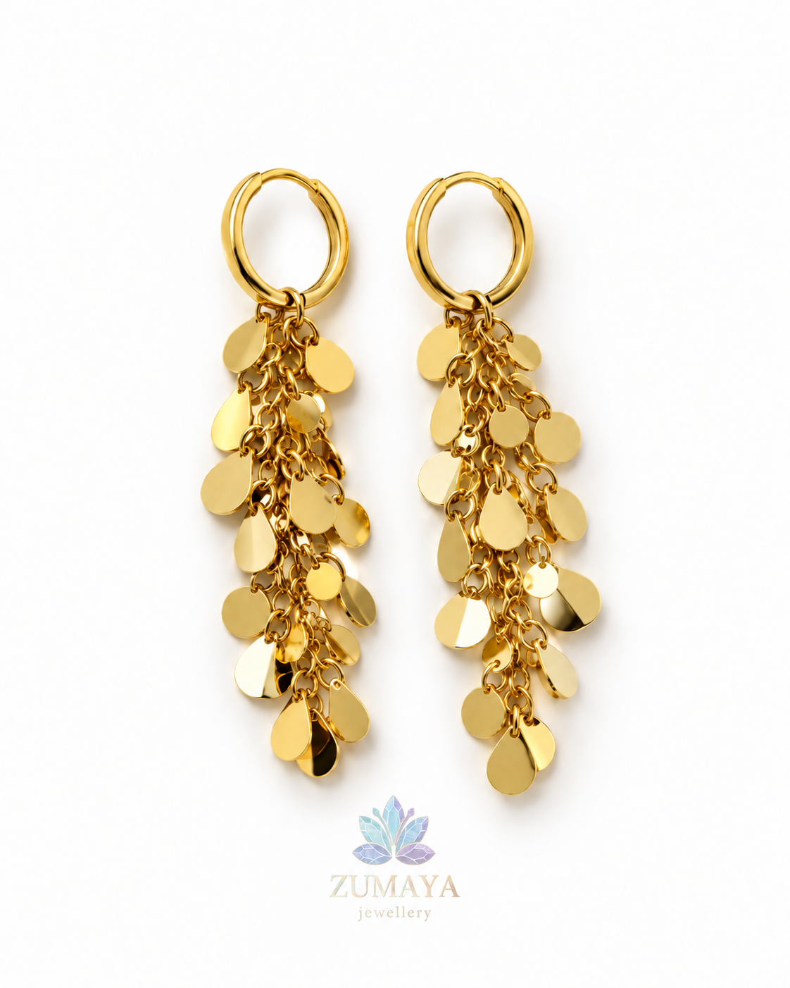 ZK-007 | Daisy – Gold Pul Püsküllü Sallantılı Küpe