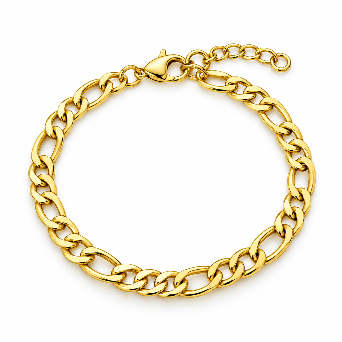 ERK-BL007-Gold Figaro Zincir Çelik Erkek Bileklik