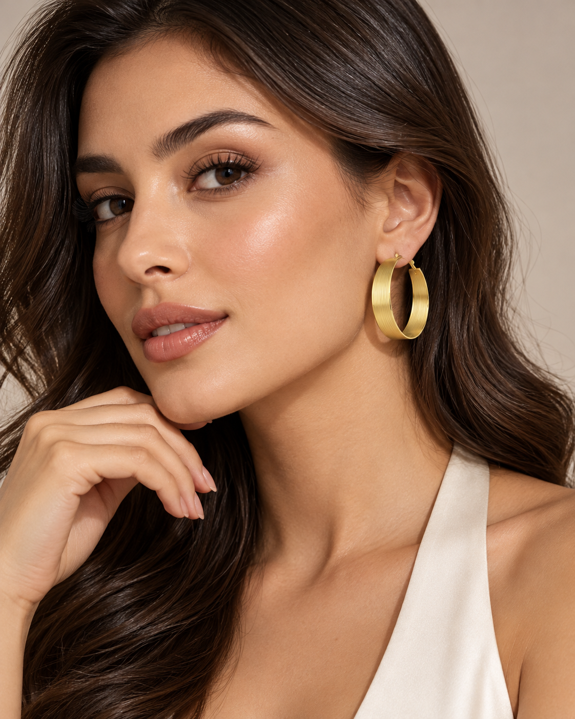 ZK-017 | Sofia – Gold Geniş Çizgili Halka Küpe