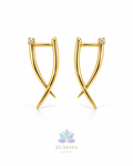 ZK-013 | Elara – Gold Çapraz Tasarım Küpe