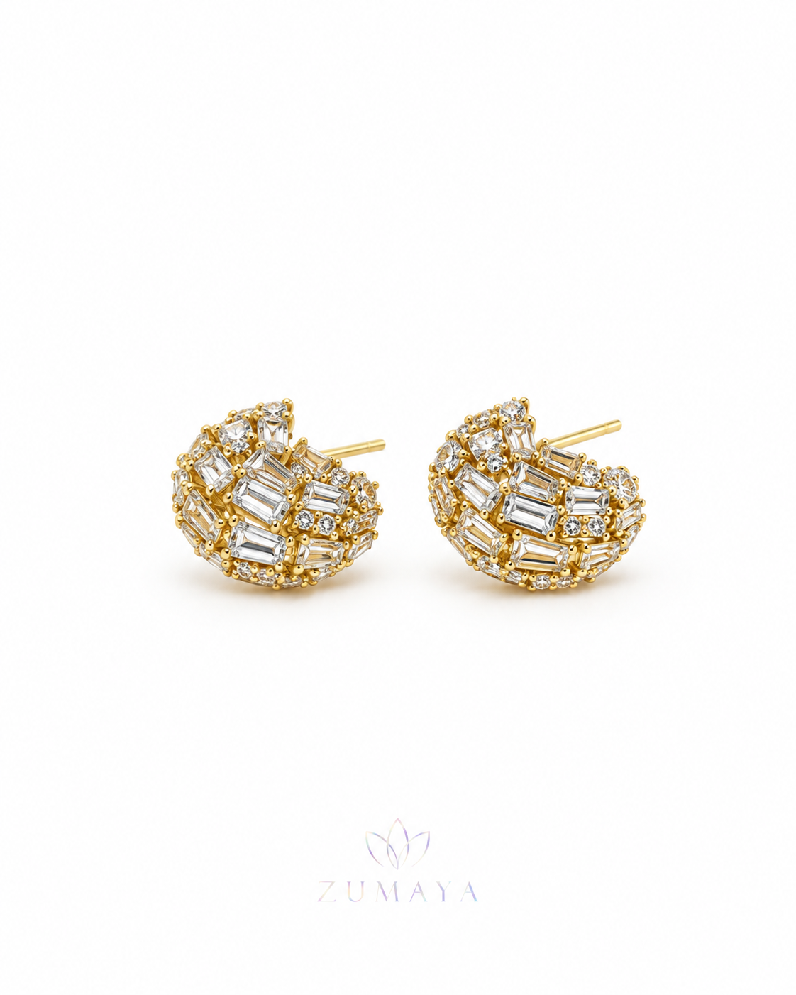 ZK-006 | Mosaic – Gold Baget Taşlı Mozaik Küpe