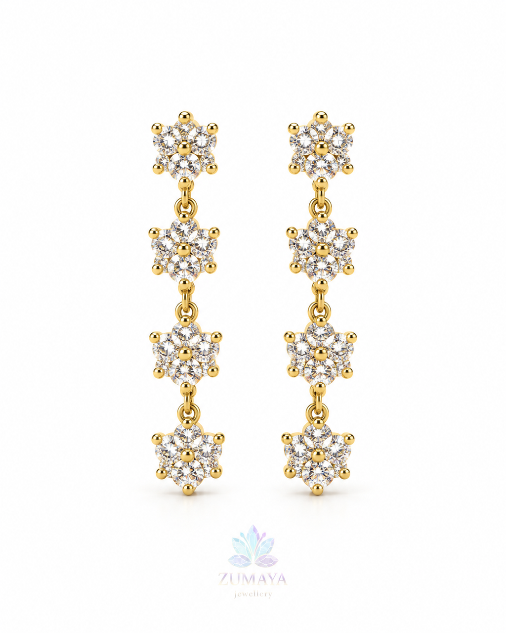 ZK-003 | Flora – Gold Çiçek Şelalesi Küpe
