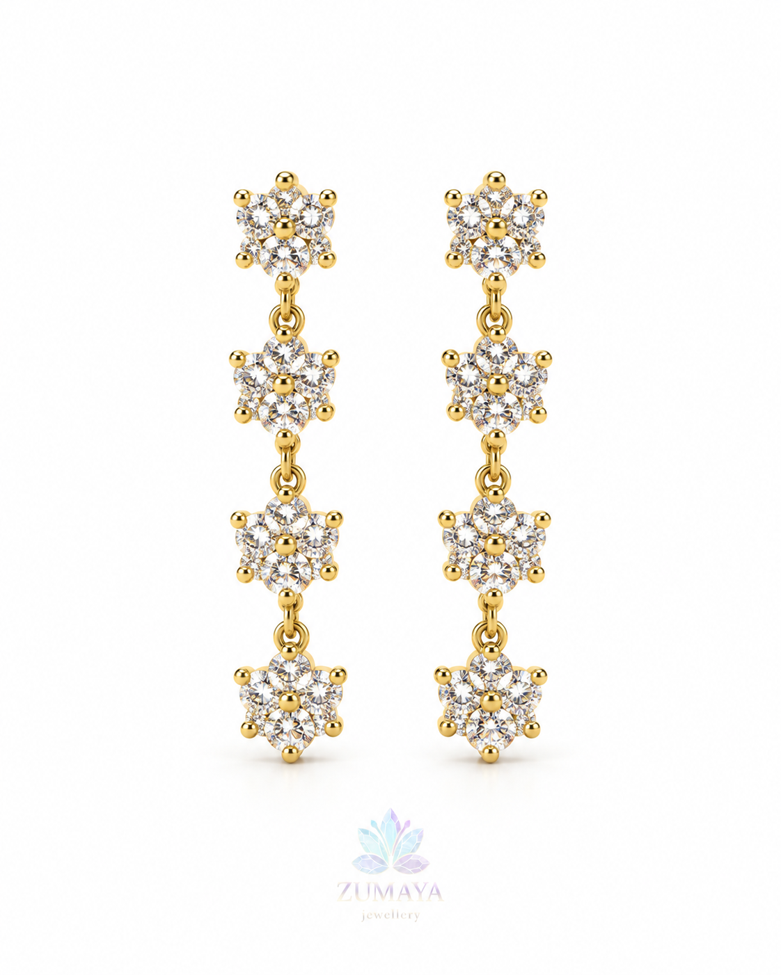 ZK-003 | Flora – Gold Çiçek Şelalesi Küpe