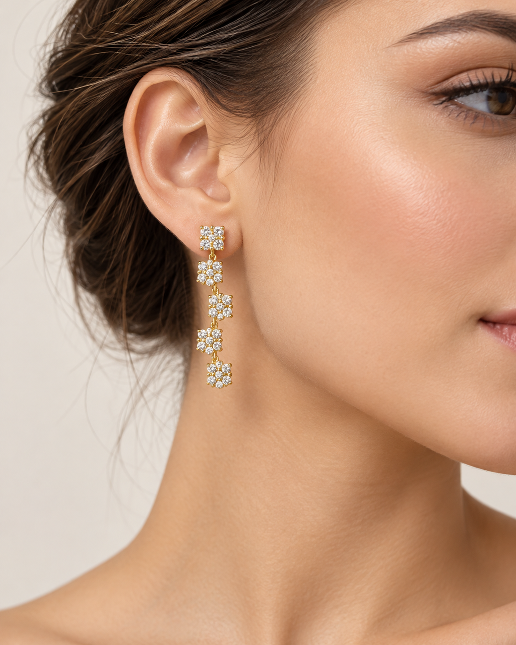 ZK-003 | Flora – Gold Çiçek Şelalesi Küpe