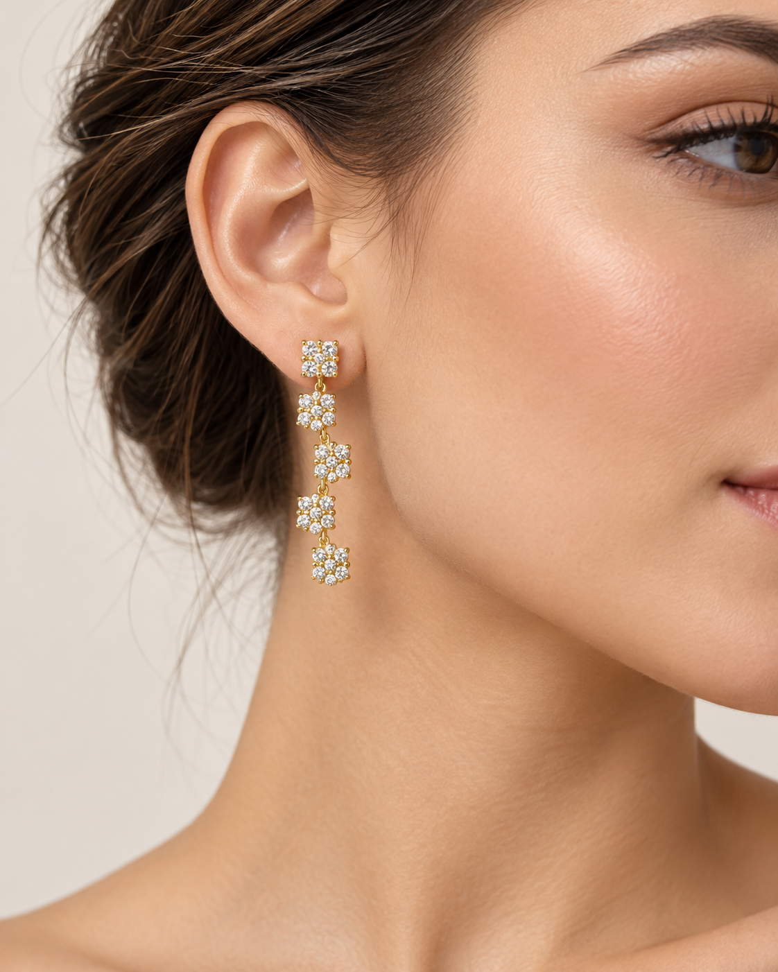ZK-003 | Flora – Gold Çiçek Şelalesi Küpe