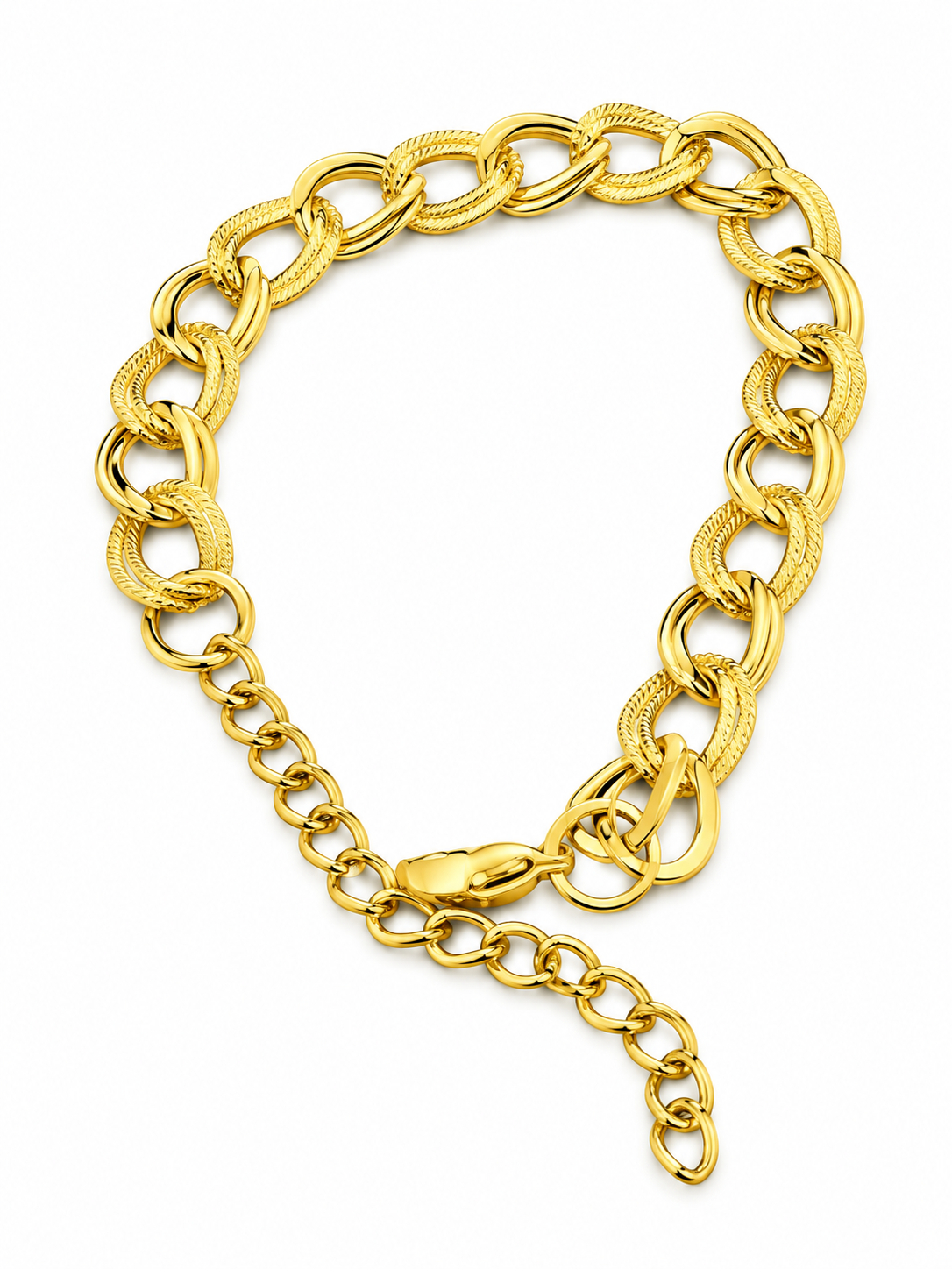 ERK-BL001 - Gold Oval Zincir Çelik Erkek Bileklik
