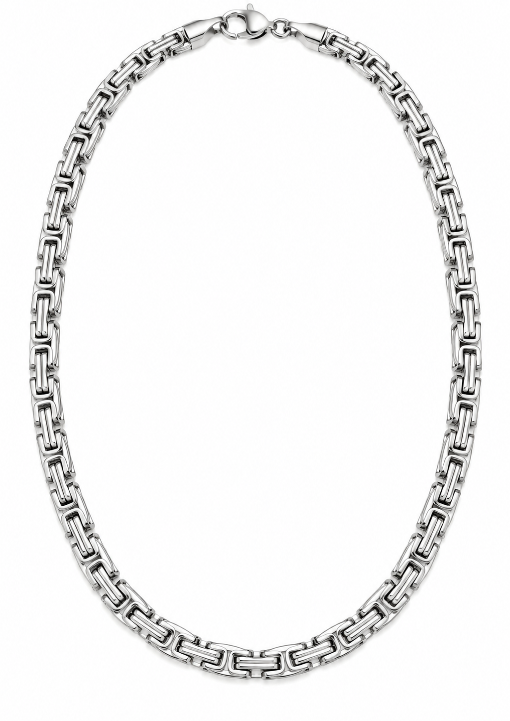 Silver Matrix – Gümüş Renk Geometrik Baklalı Erkek Kolye