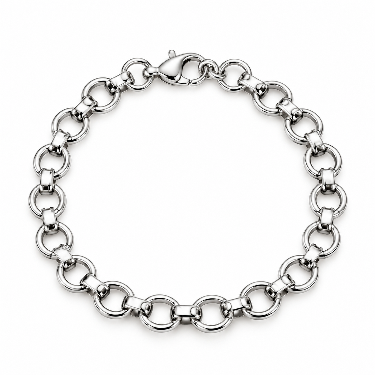 ERK-BL006-Silver Circle Link Çelik Erkek Bileklik