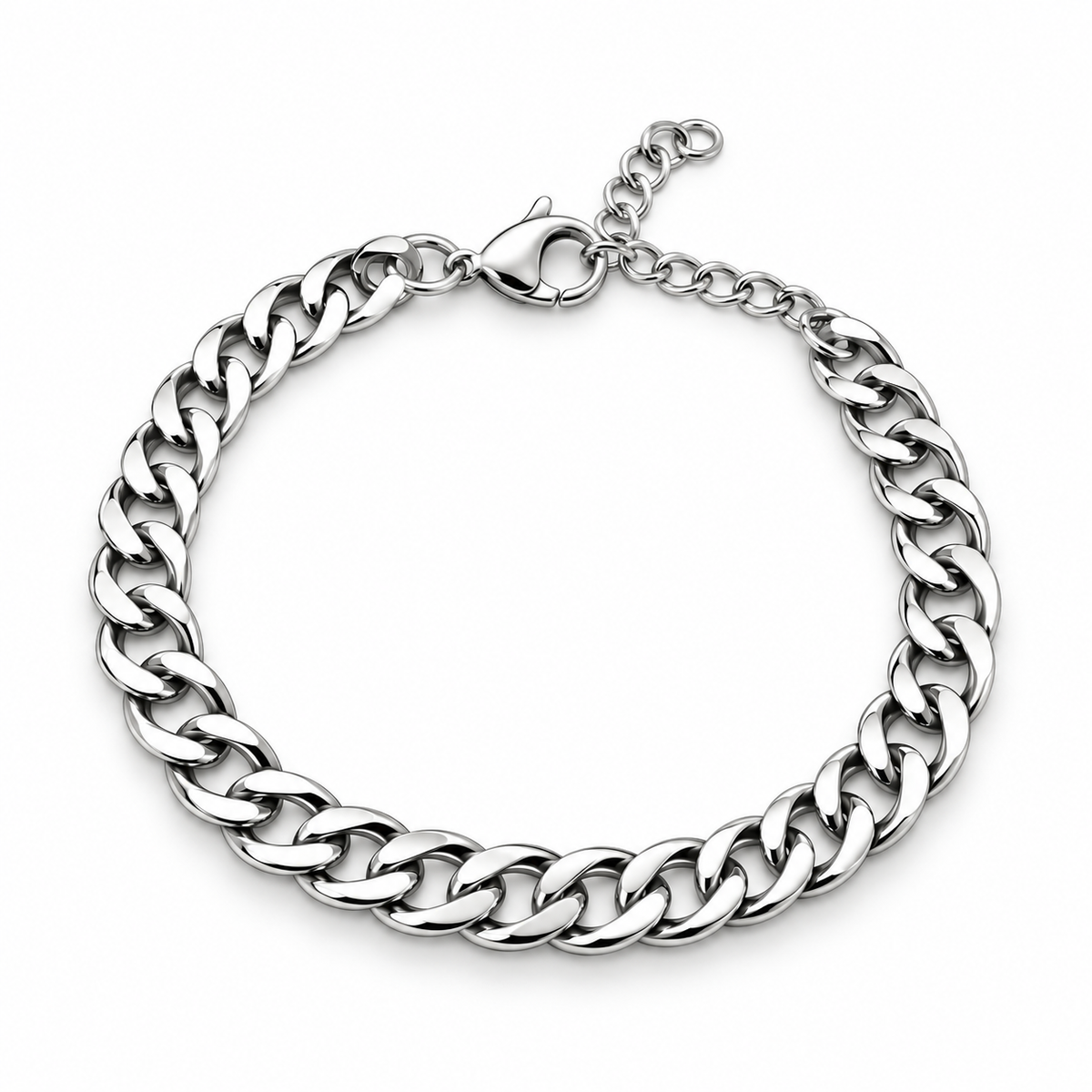 ERK-BL003-Silver Cuban Zincir Çelik Erkek Bileklik