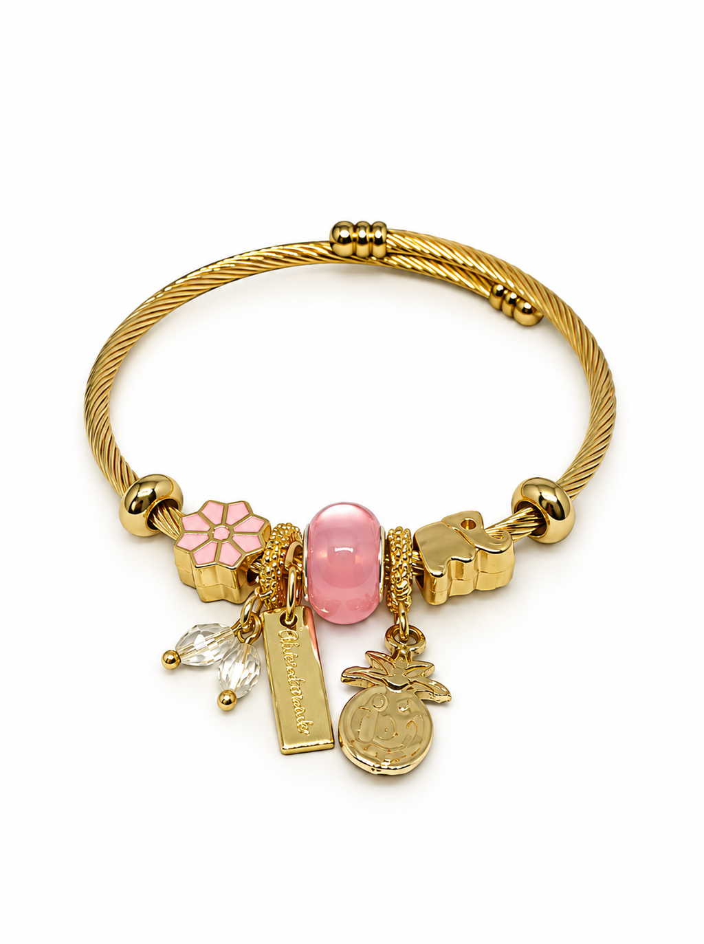 Pink Paradise – Pembe Boncuklu ve Figürlü Pandora Bileklik