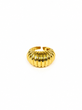 YZK-014 - Parlak Gold Kabartmalı Cuff Ayarlanabilir Yüzük