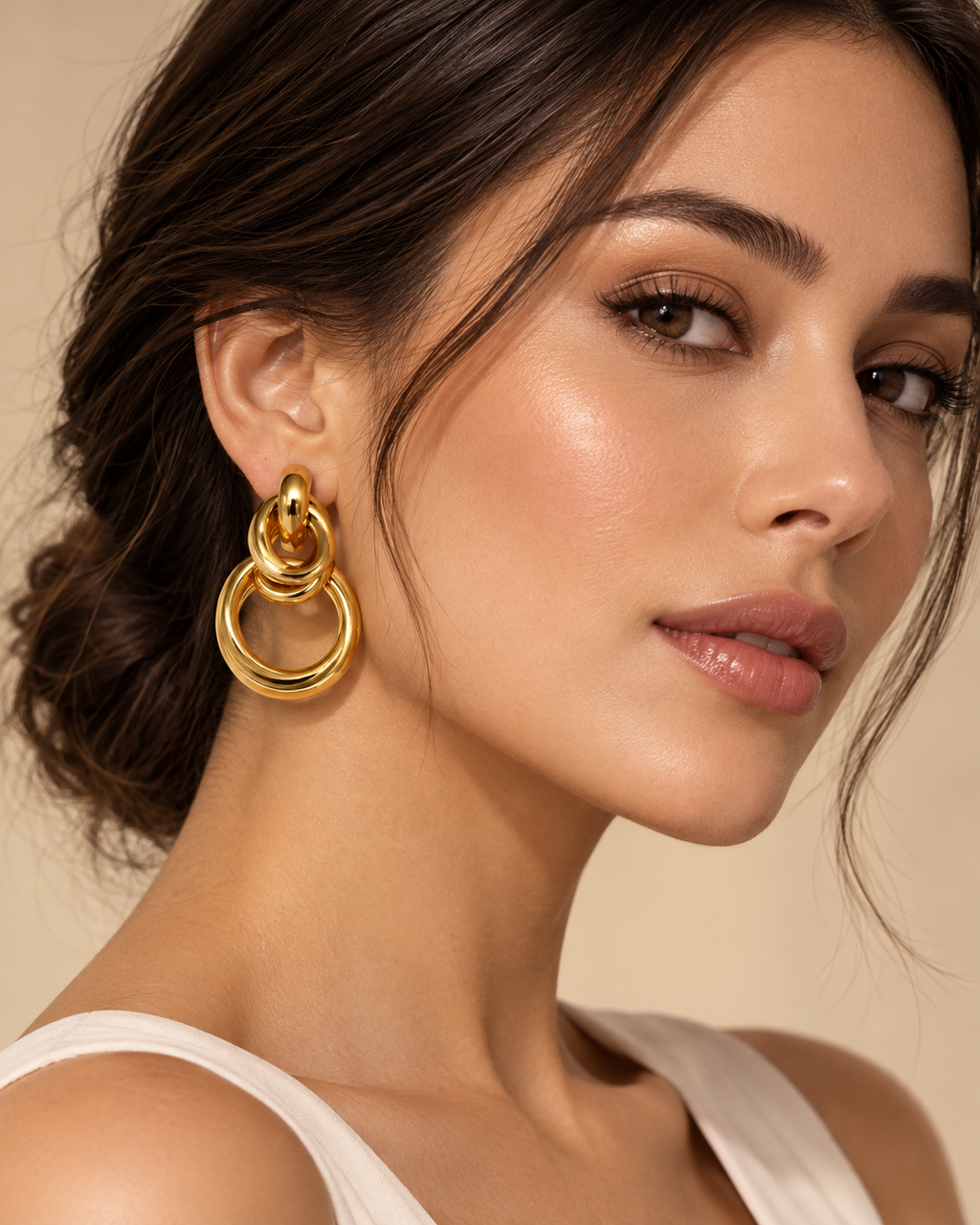 ZK-018-Aurelia – Gold Çoklu Halka Sallantılı Küpe