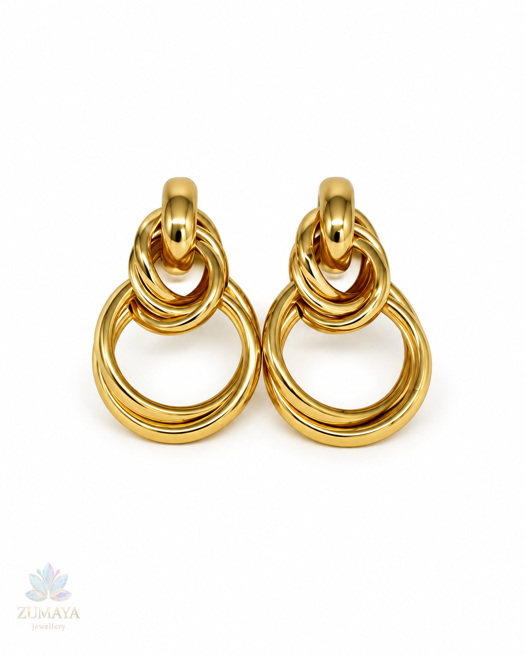 ZK-018-Aurelia – Gold Çoklu Halka Sallantılı Küpe