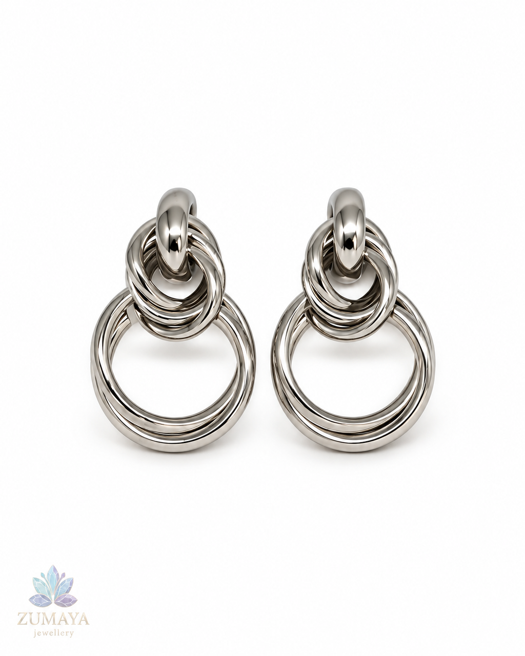 ZK-019-Selena – Silver Çoklu Halka Sallantılı Küpe