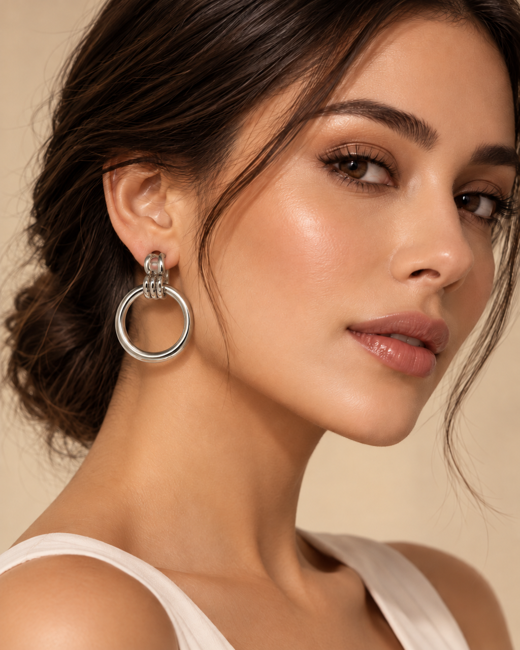 ZK-020-Elina – Silver Minimal Yuvarlak Halka Küpe