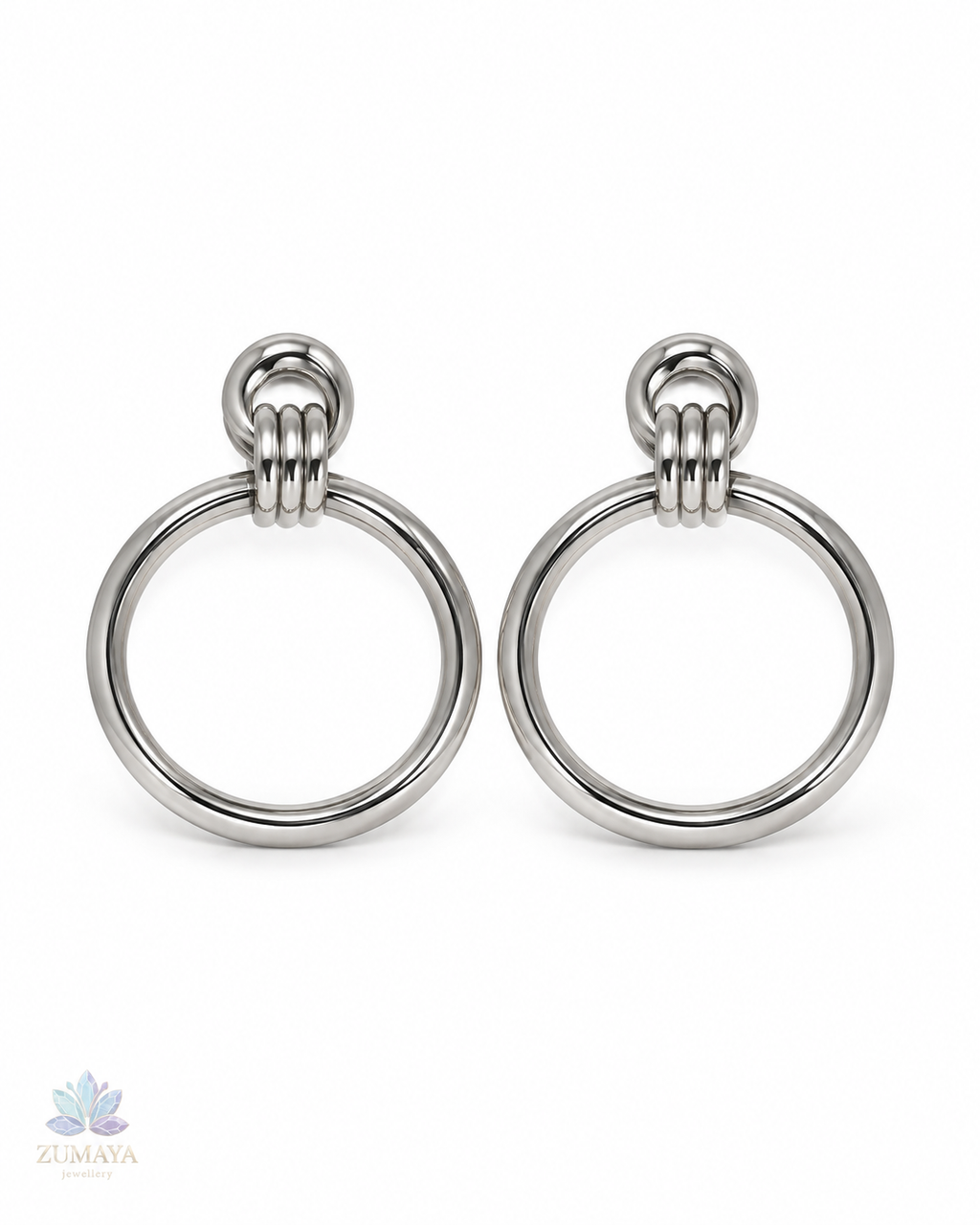 ZK-020-Elina – Silver Minimal Yuvarlak Halka Küpe