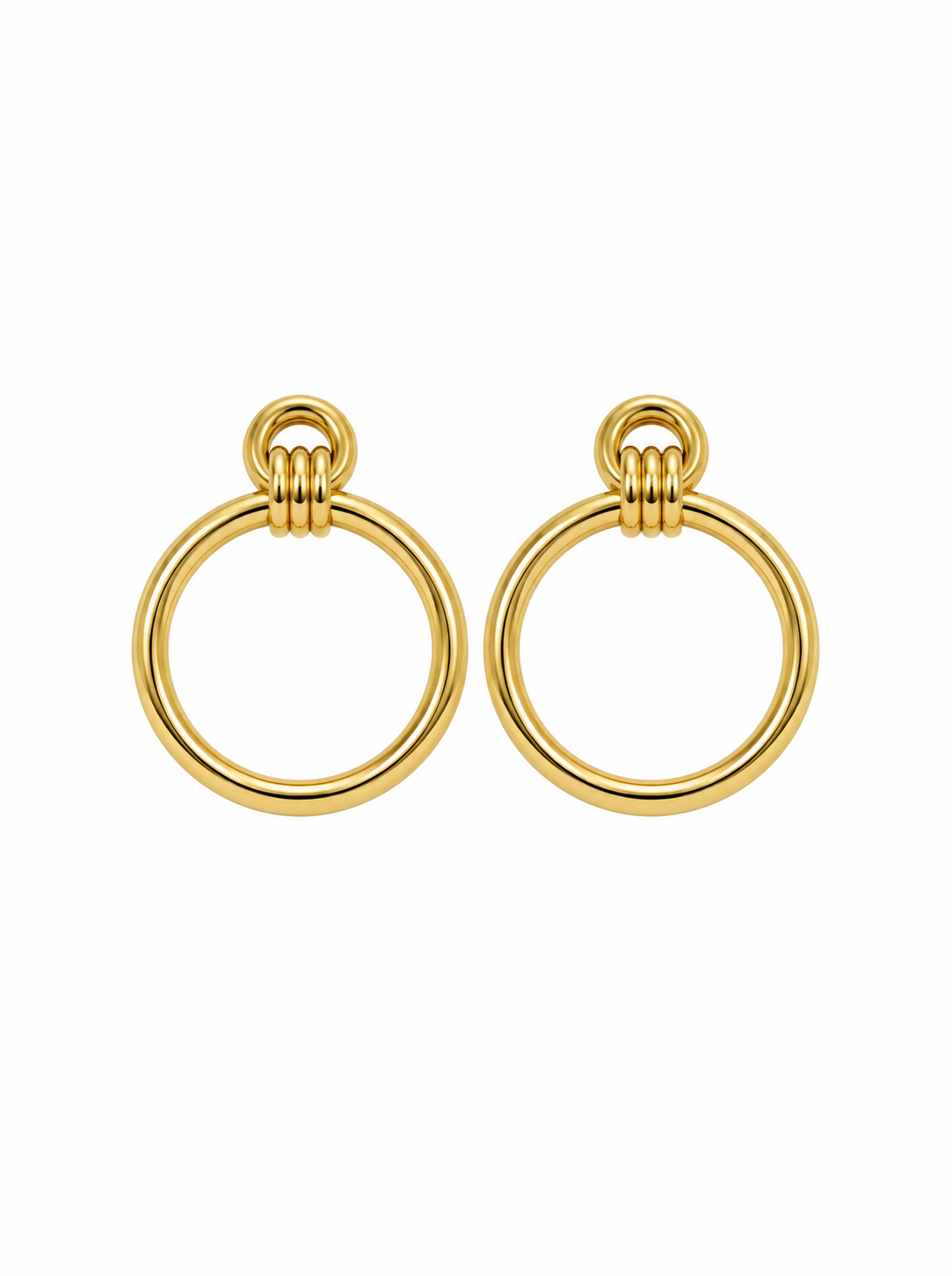 ZK-021-Solena – Gold Minimal Yuvarlak Halka Küpe