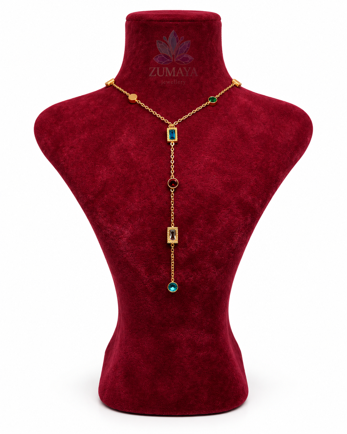 ZMK-011-Colorful Elegance Renkli Taşlı Sallantılı Kolye