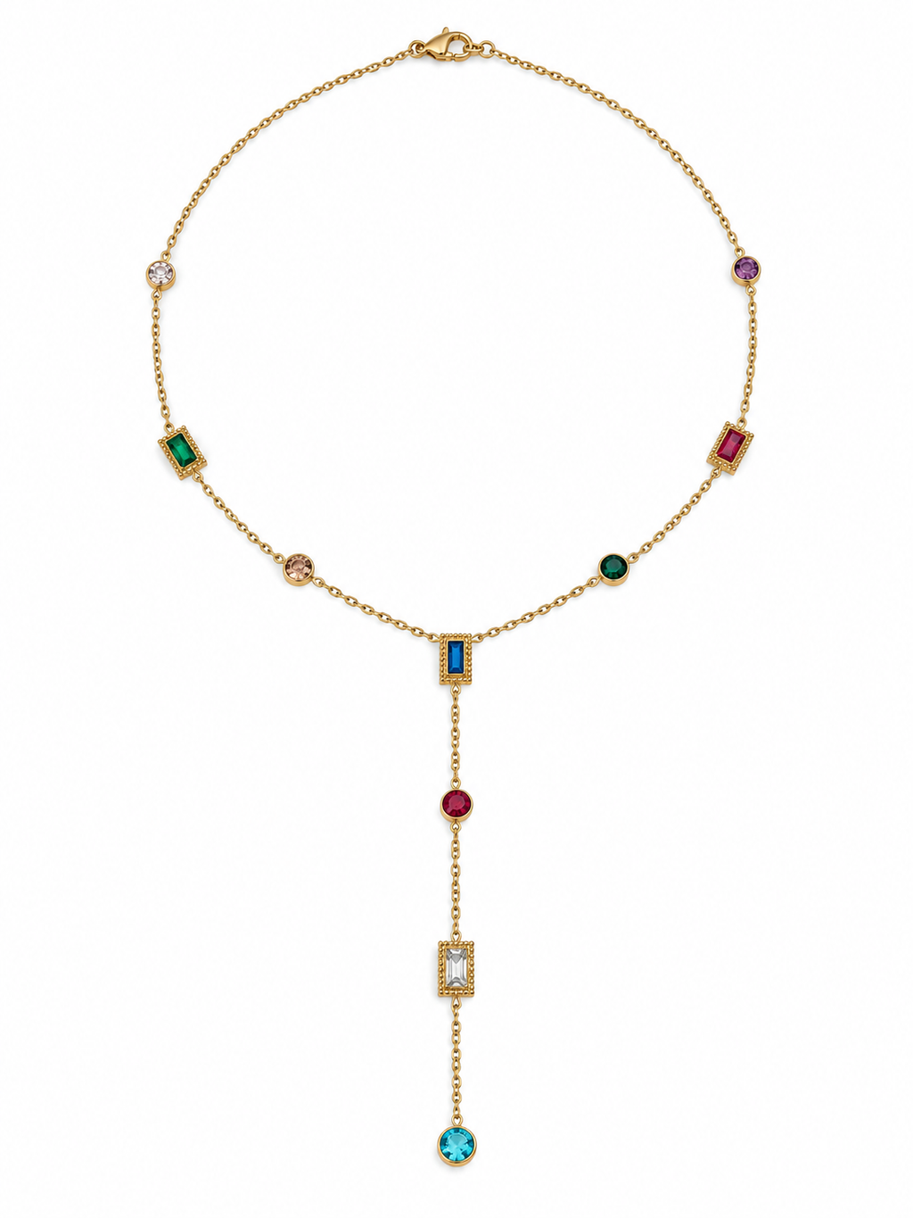 ZMK-011-Colorful Elegance Renkli Taşlı Sallantılı Kolye