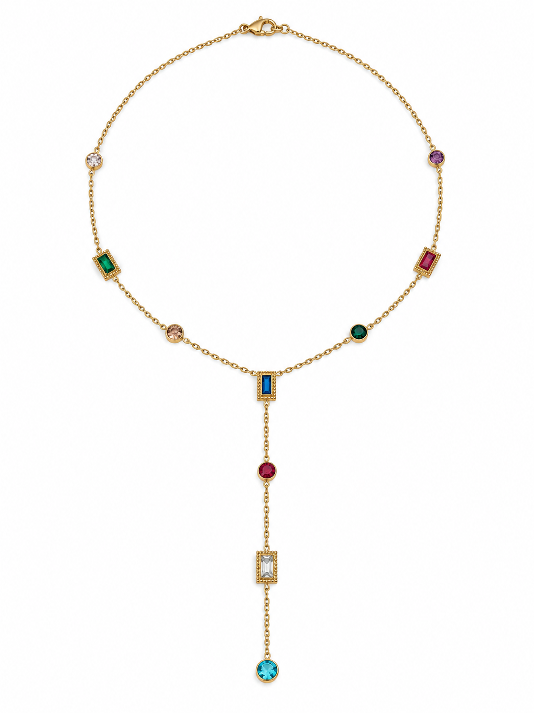 ZMK-011-Colorful Elegance Renkli Taşlı Sallantılı Kolye
