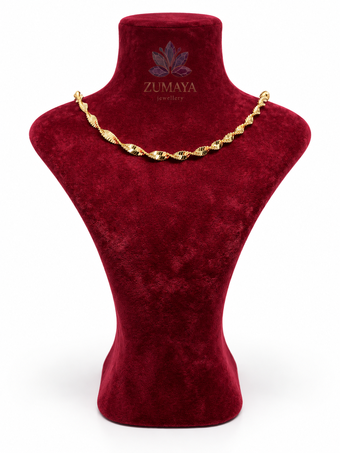 ZMK-014-Golden Wave Dalga Desenli Zincir Kolye