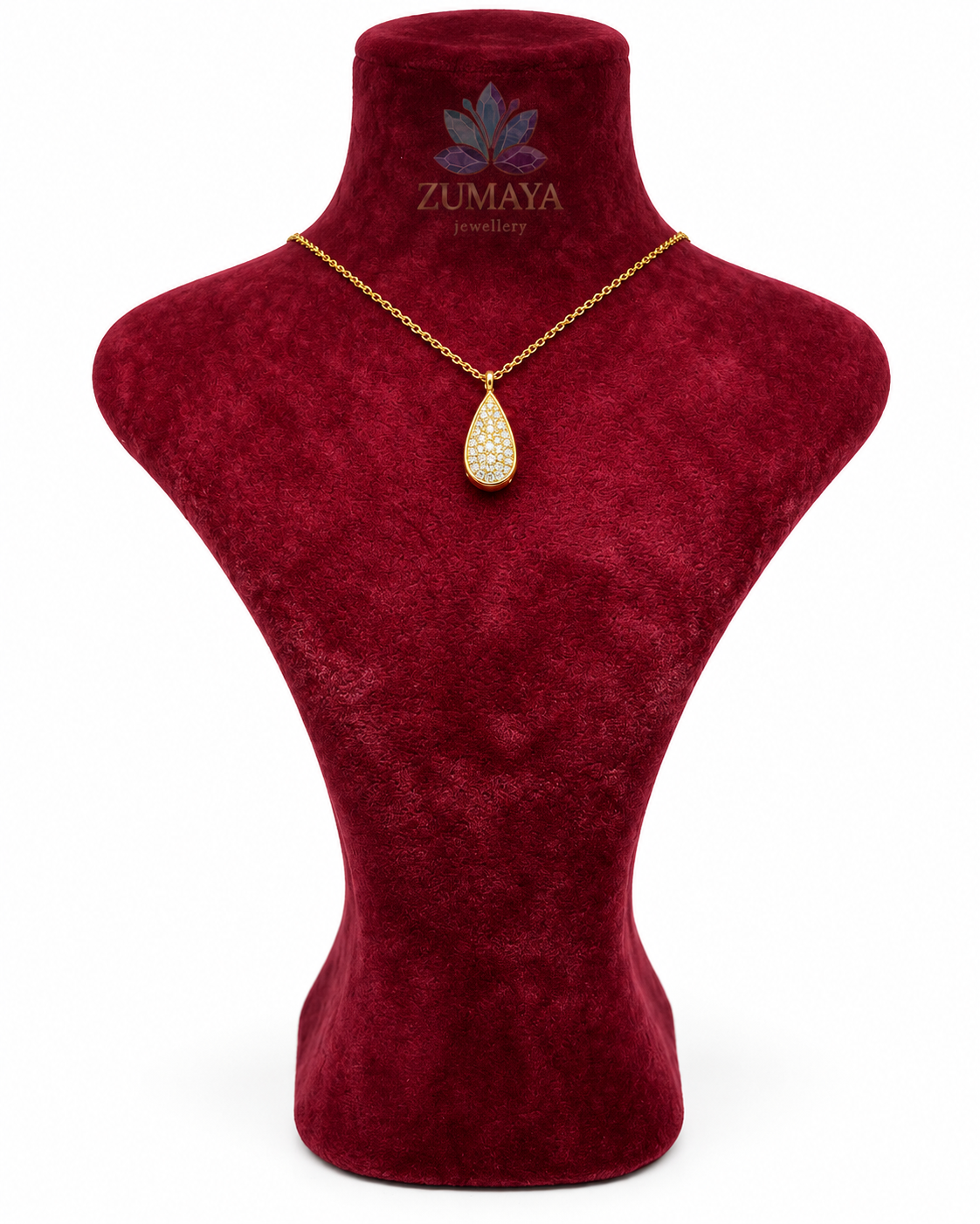 ZMK-022-Crystal Drop Damla Taşlı Kolye