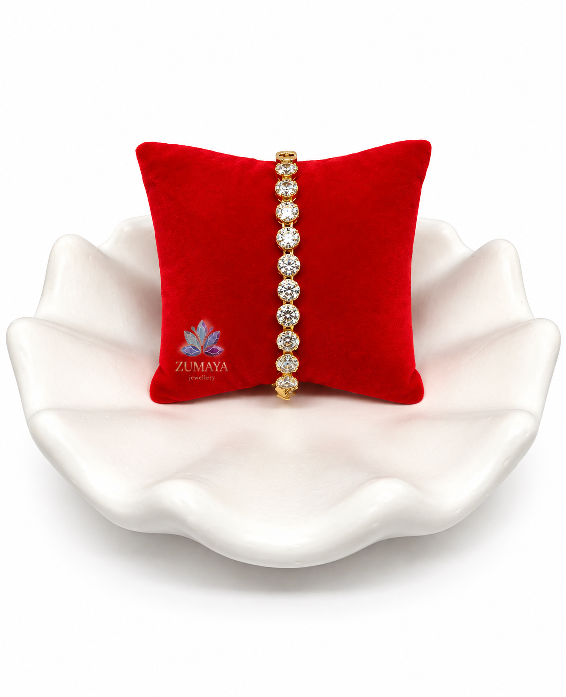 ZY-BL-003 – Diamond Line Tek Sıra Taşlı Gold Bileklik