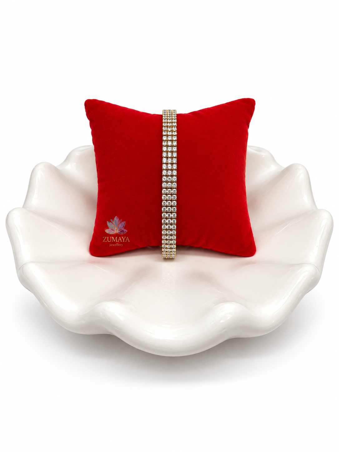 ZY-BL-005 – Triple Sparkle Üç Sıra Taşlı Gold Bileklik