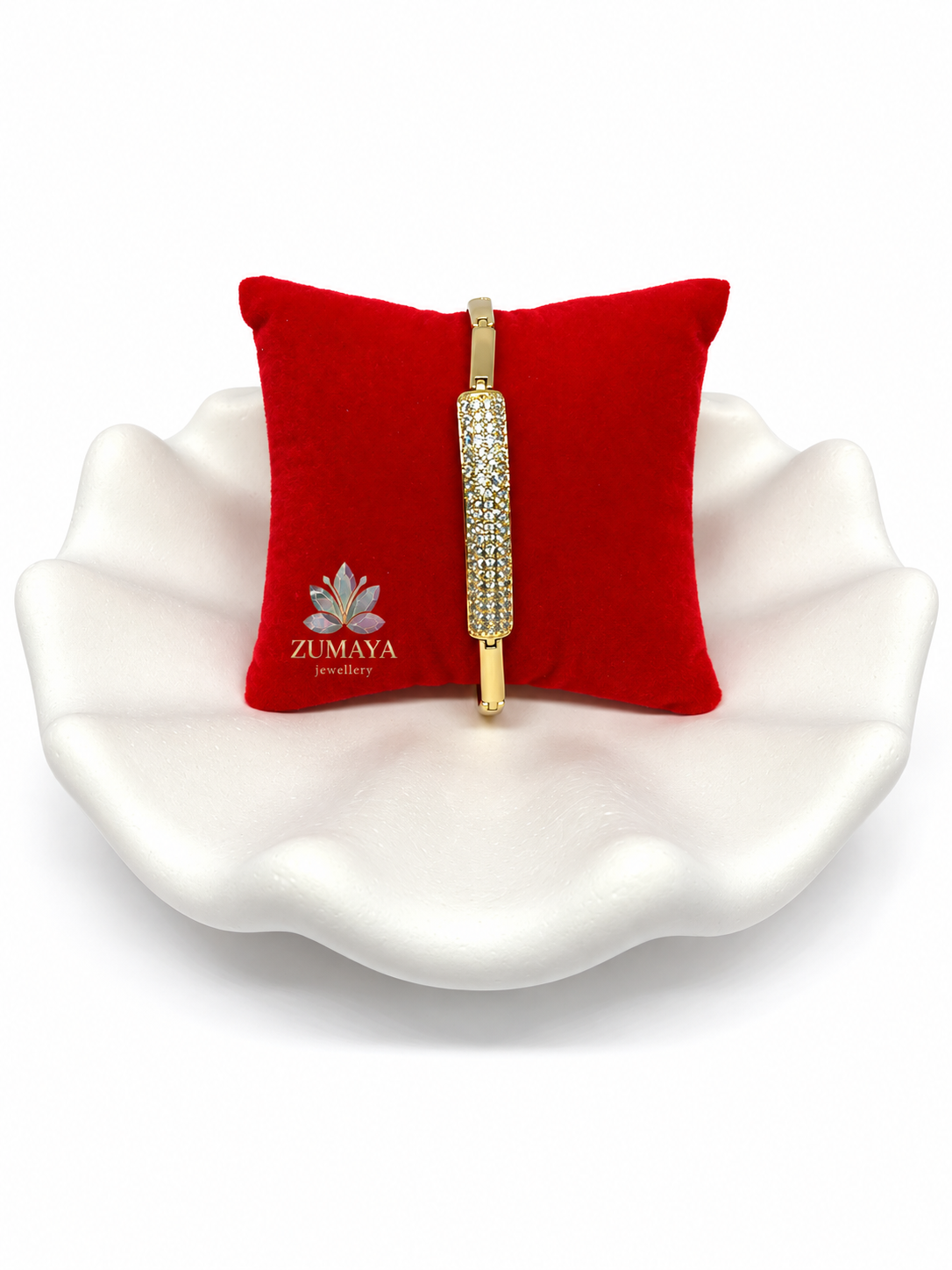 ZY-BL-020 – Crystal Bar Taşlı Gold Kelepçe Bileklik