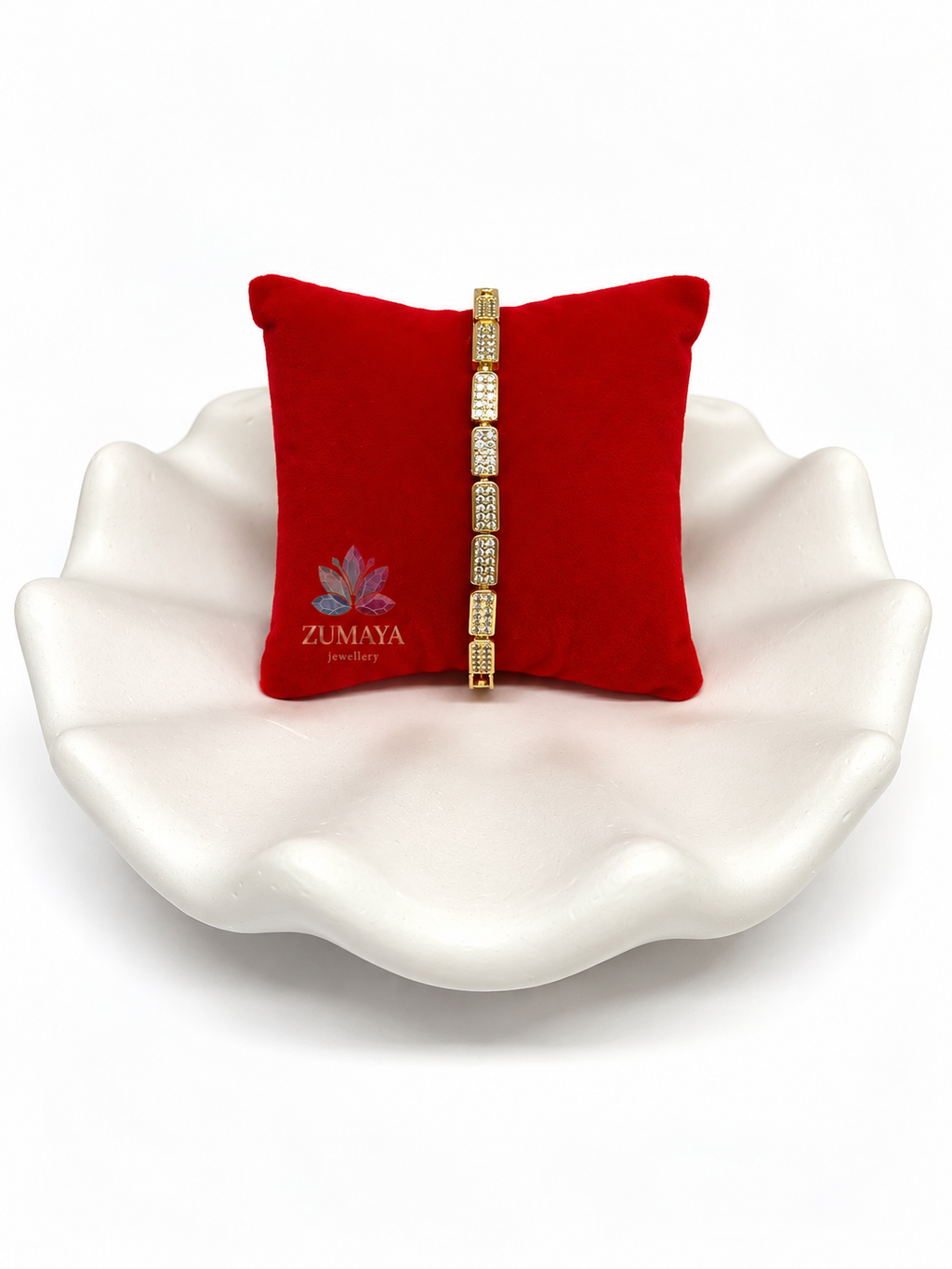ZY-BL-025 – Crystal Blocks Dikdörtgen Taşlı Gold Bileklik