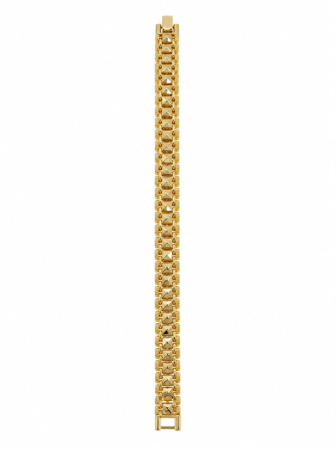 ZY-BL-026 – Golden Matrix Geometrik Desenli Geniş Gold Bileklik