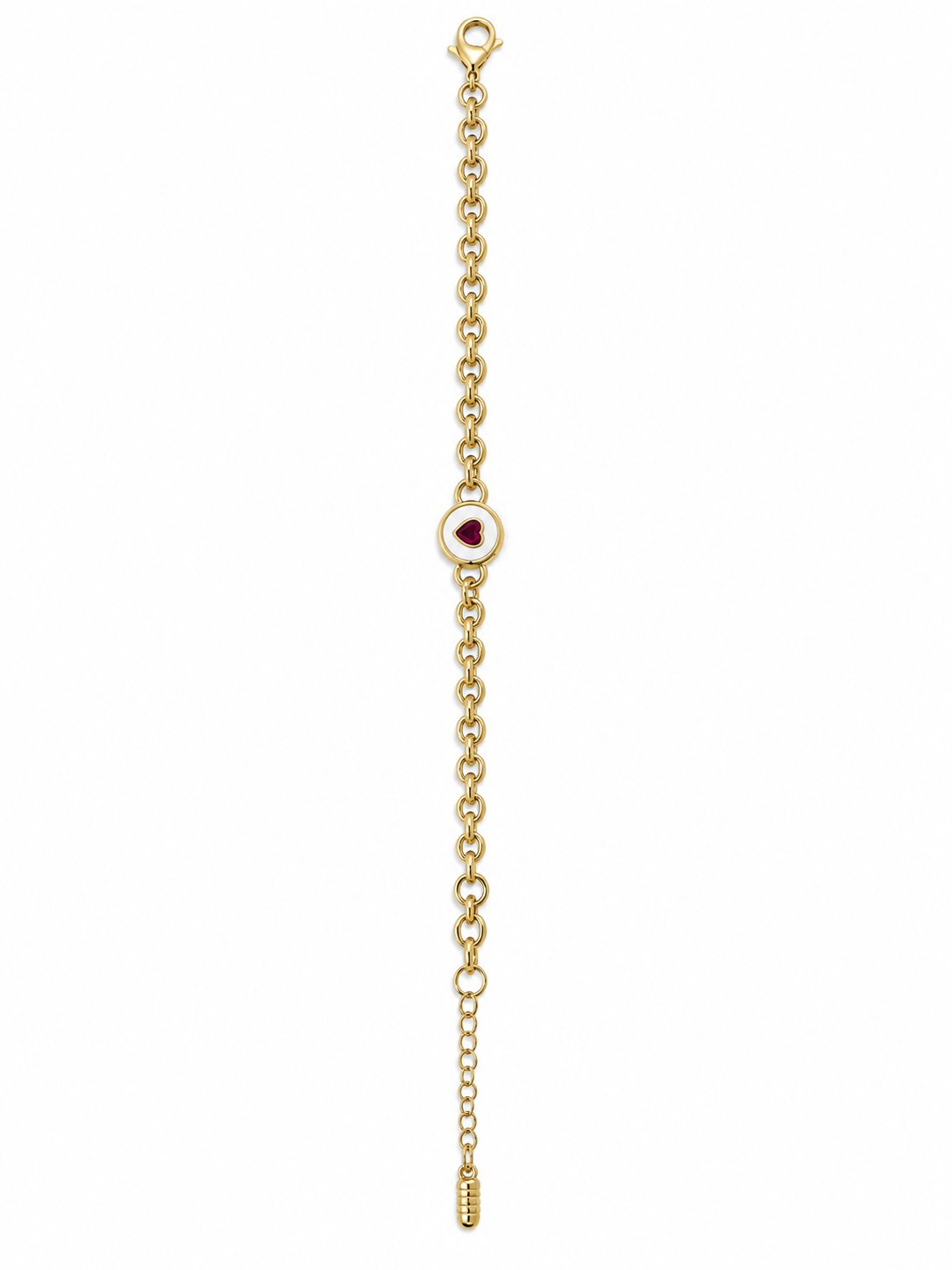 ZY-BL-032 Ruby Heart – Kırmızı Taşlı Yuvarlak Charm Bileklik