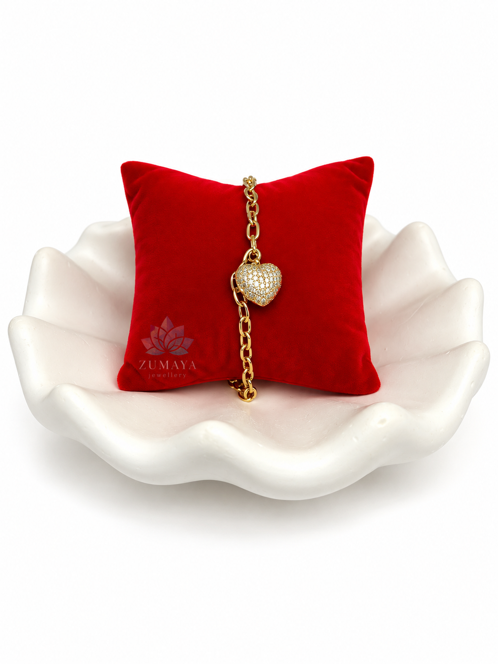 ZY-BL-035 Crystal Love – Zirkon Taşlı Kalp Charm Bileklik
