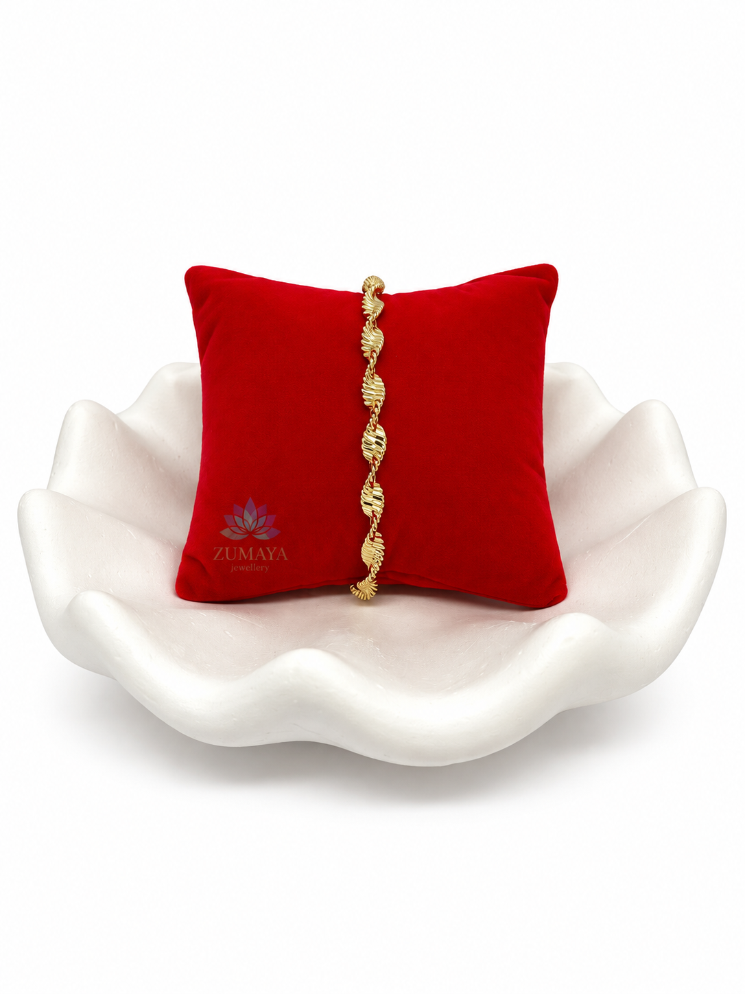 ZY-BL-037 Golden Twist – Burgu Desenli Gold Bileklik
