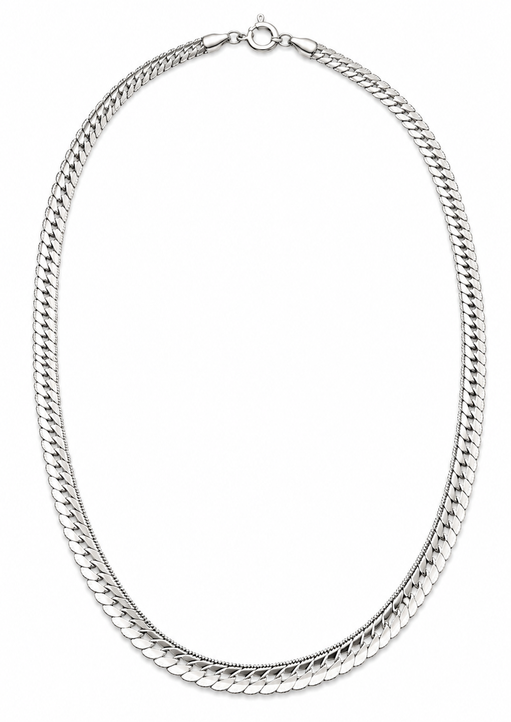 Silver Elegance – Gümüş Renk Çift Sıra Örgü Erkek Kolye