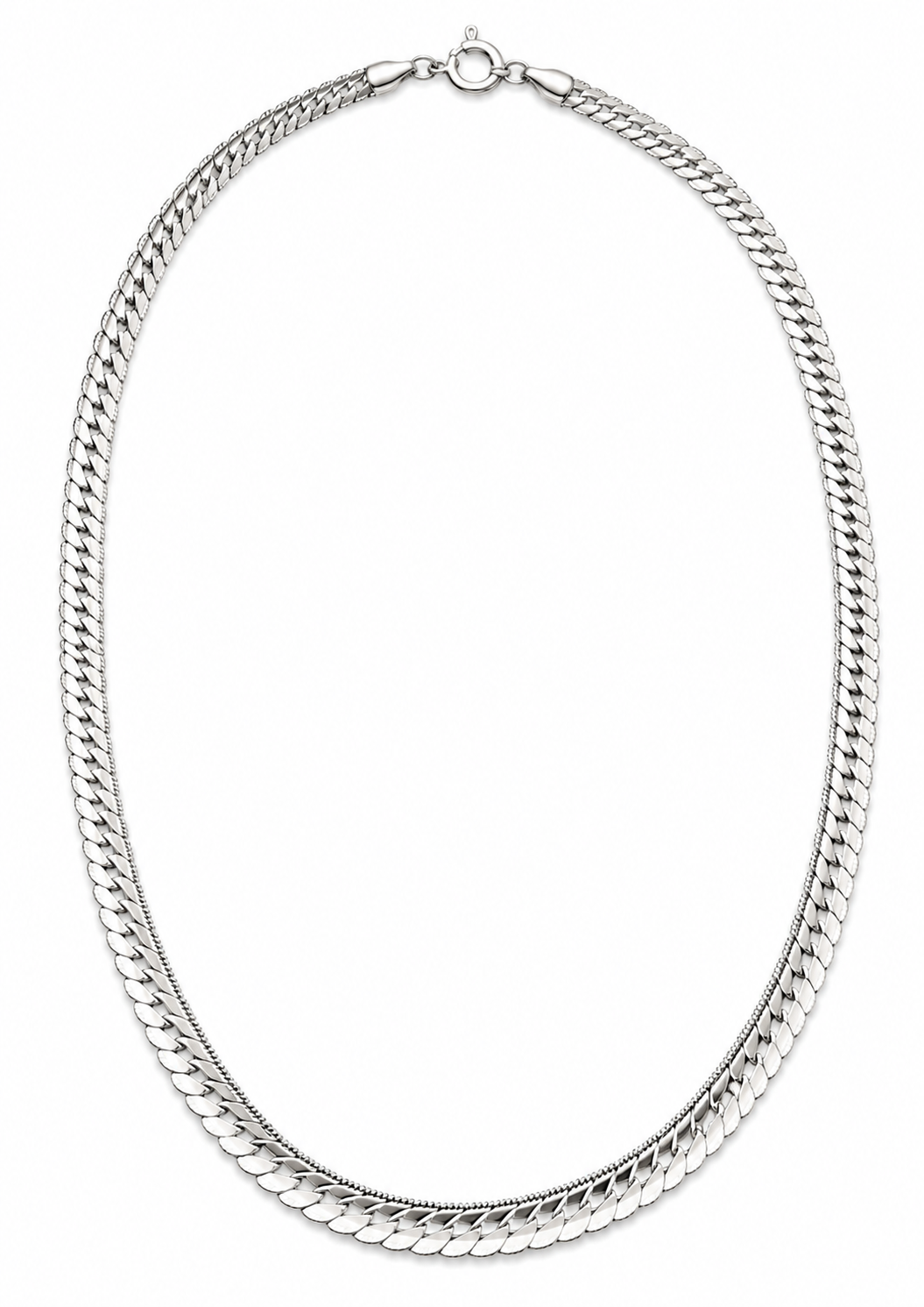 Silver Elegance – Gümüş Renk Çift Sıra Örgü Erkek Kolye