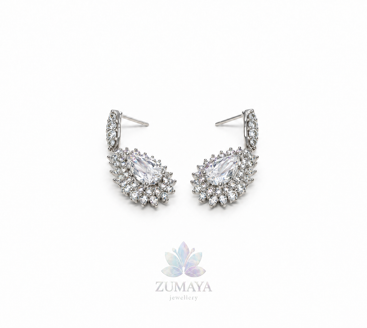 ZK-001	Livia – Gümüş Renk Kristal Damla Küpe