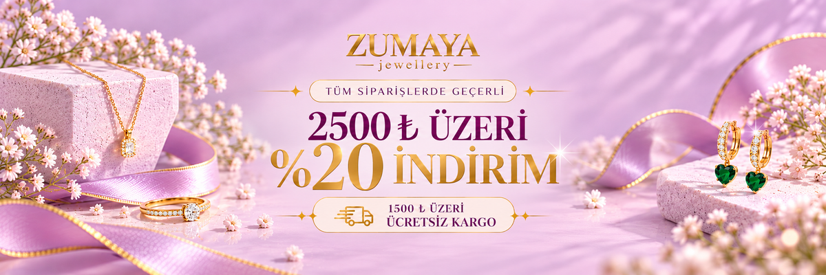 Zumaya Jewellery: 2500 TL üzeri yüzde 20 indirim, 1500 TL üzeri ücretsiz kargo.